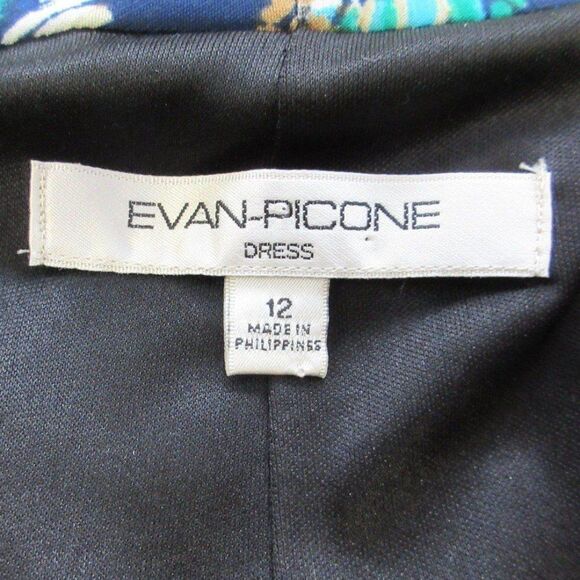 EVAN PICONE Jersey Knit Faux Wrap Dress Womens 12 Blue Geometric Paisley Print1 - Picture 6 of 12